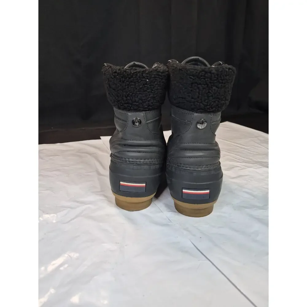 Tommy Hilfiger Women's Sz 10M Black Rain Winter Duck Boots Shoes Lace Up Boot